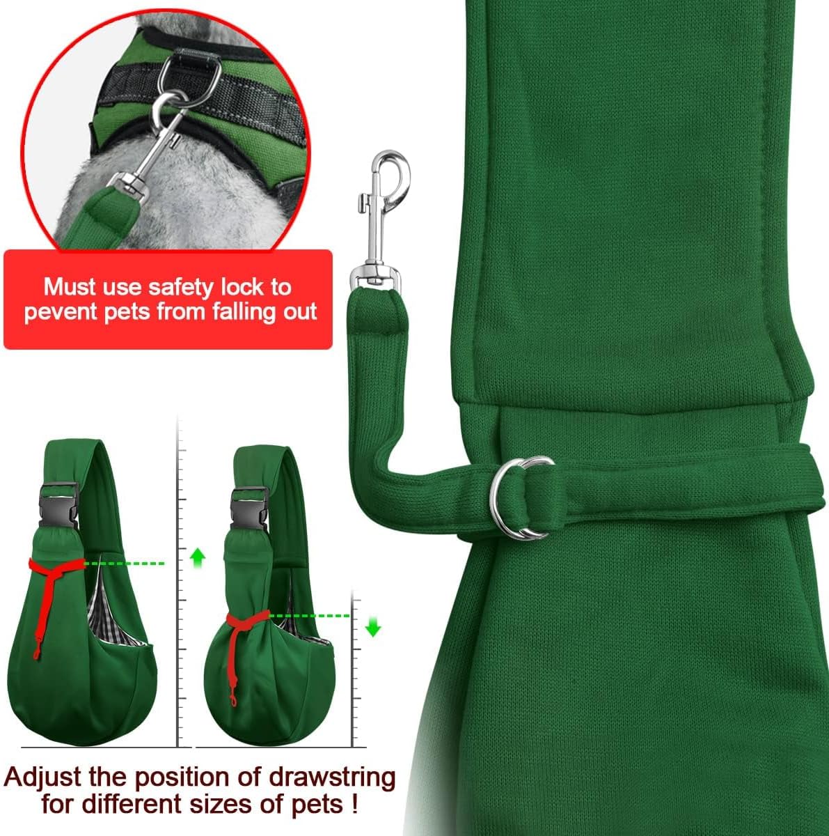 Tomkas Bolso bandolera suave para perros y gatos pequeños (verde esmeralda
