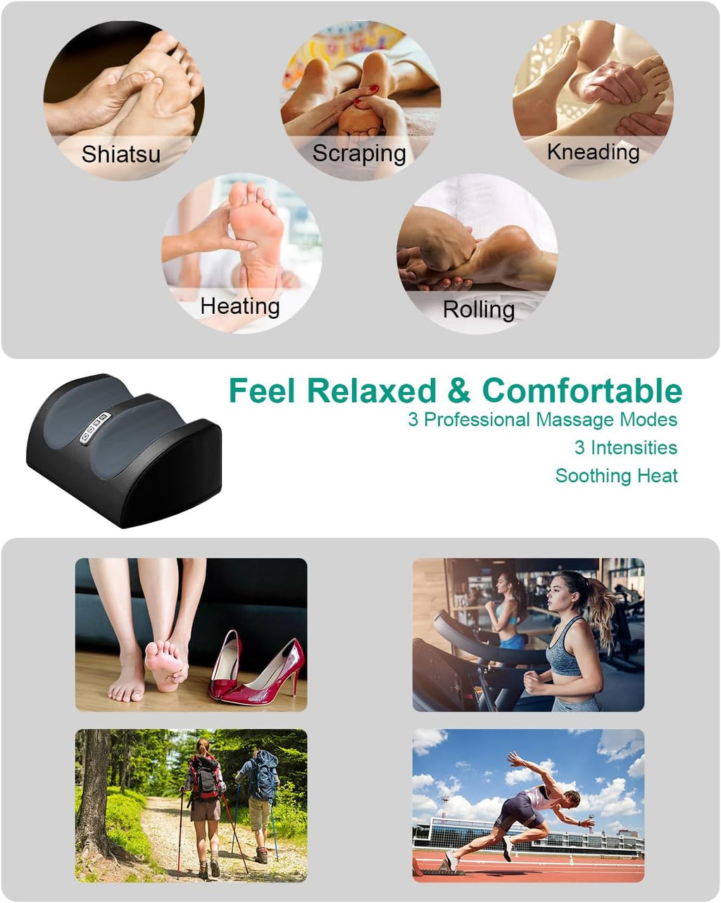 LINGTENG - Masajeador de pies Shiatsu con calor, masajeador de pies HSA
