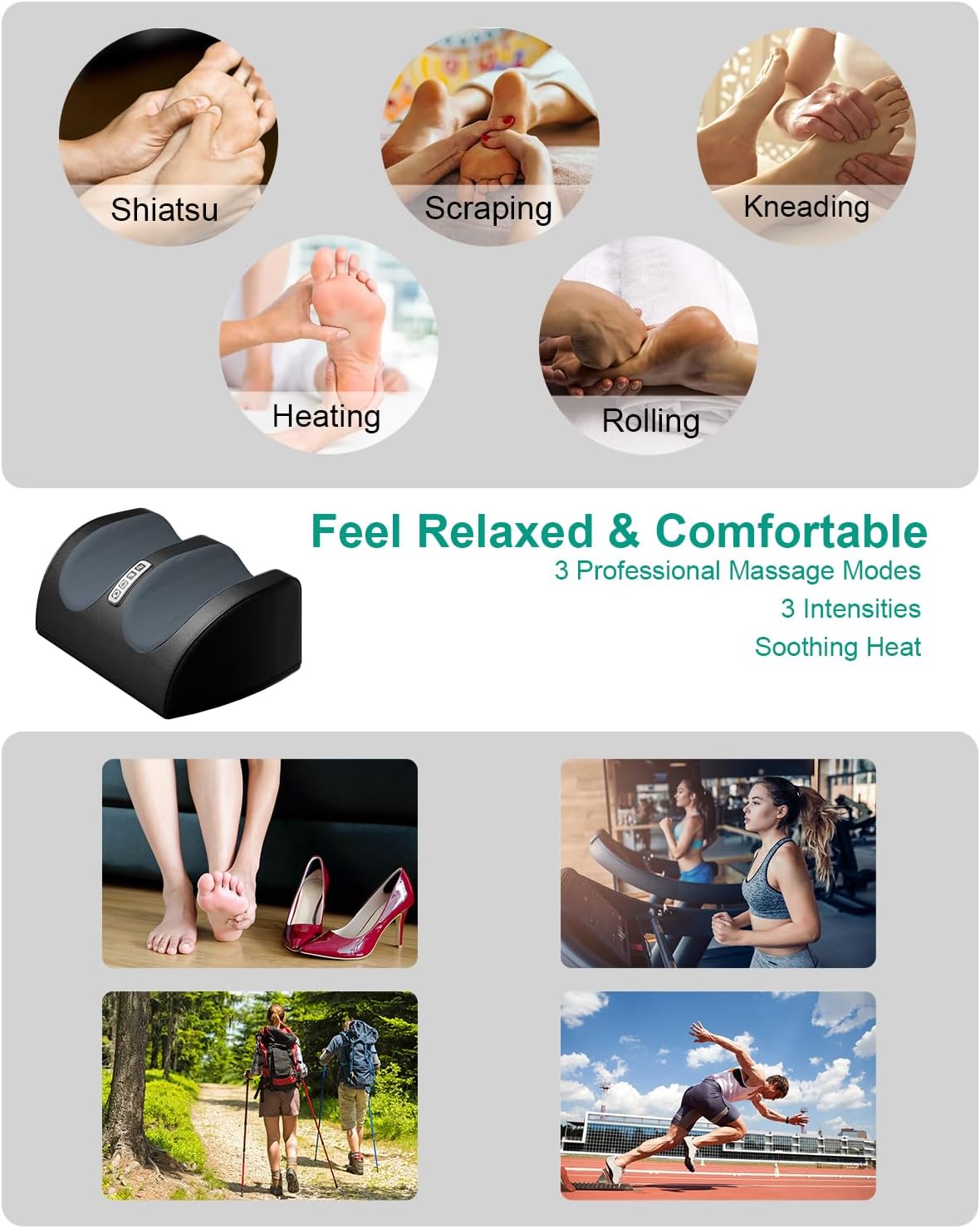 LINGTENG - Masajeador de pies Shiatsu con calor, masajeador de pies HSA