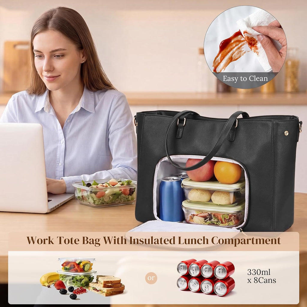 S-ZONE Bolsa de almuerzo para mujer, bolsa de trabajo con compartimento de
