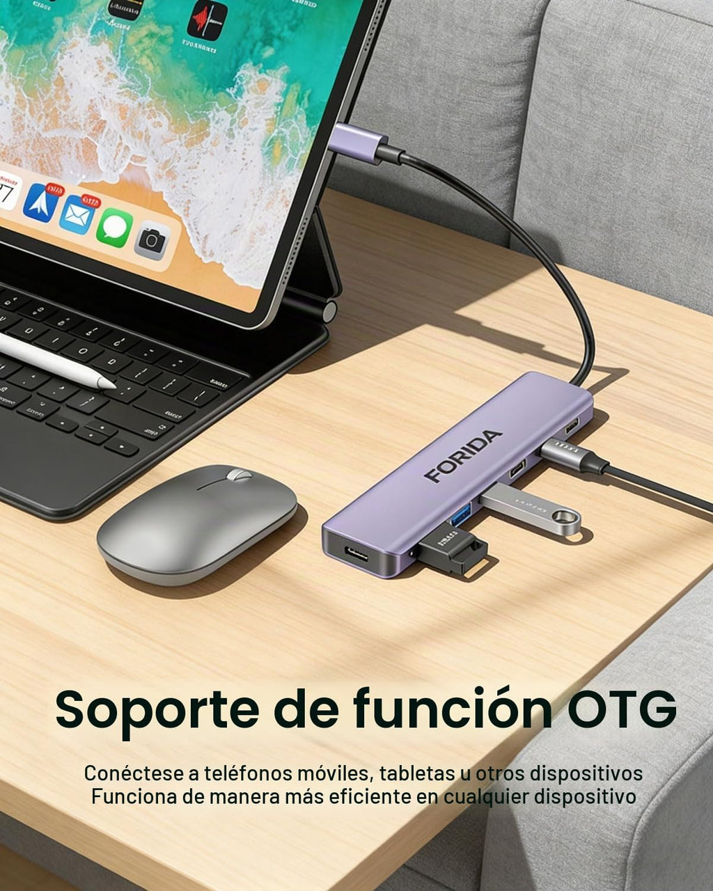 FORIDA, hub USB 2.0 de 7 puertos