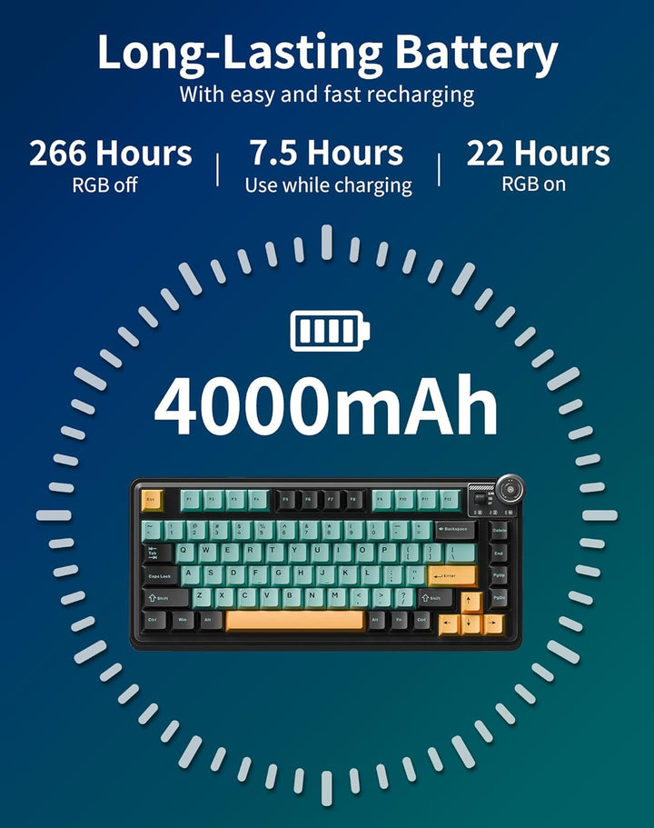 Aula AU75 Teclado mecánico inalámbrico, teclado para juegos con jun...