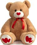 HollyHOME Peluche Oso Gigante San Valentín con Corazón Rojo para Novia y Niños, Oso de Peluche Grande 36 pulgadas Color Beige