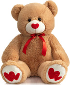 HollyHOME Peluche Oso Gigante San Valentín con Corazón Rojo para Novia y Niños, Oso de Peluche Grande 36 pulgadas Color Beige
