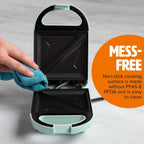 Mini Sandwichera Tasty, Hace Sánidwiches, Paninis, Queso a la Parrilla, Postres, Resultados Rápidos, Fácil Limpieza, 600W, Aqua