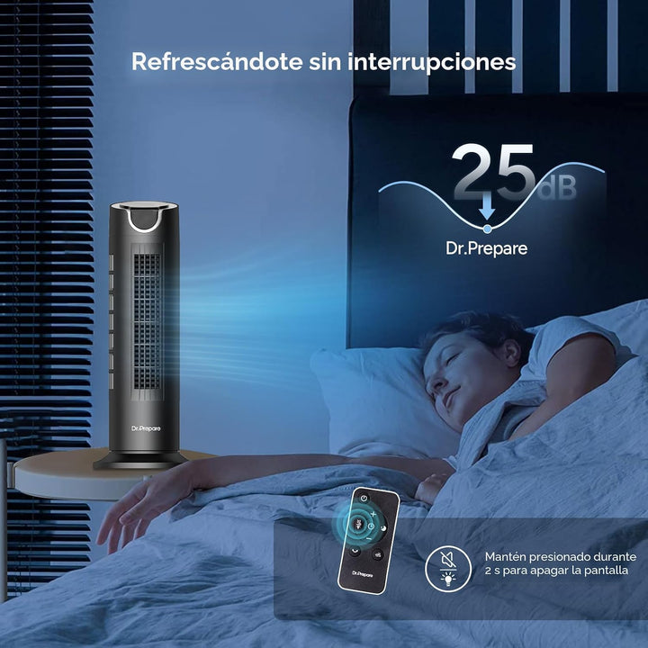 DR.PREPARE Ventilador de torre para dormitorio, ventilador silencio...