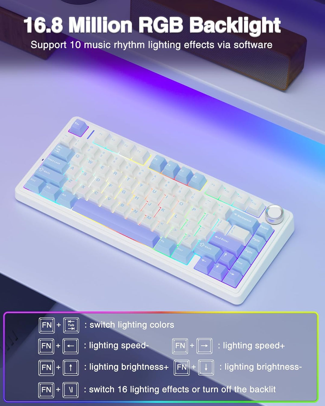 AULA - Teclado mecánico inalámbrico F75 75% con montaje en junta, t...
