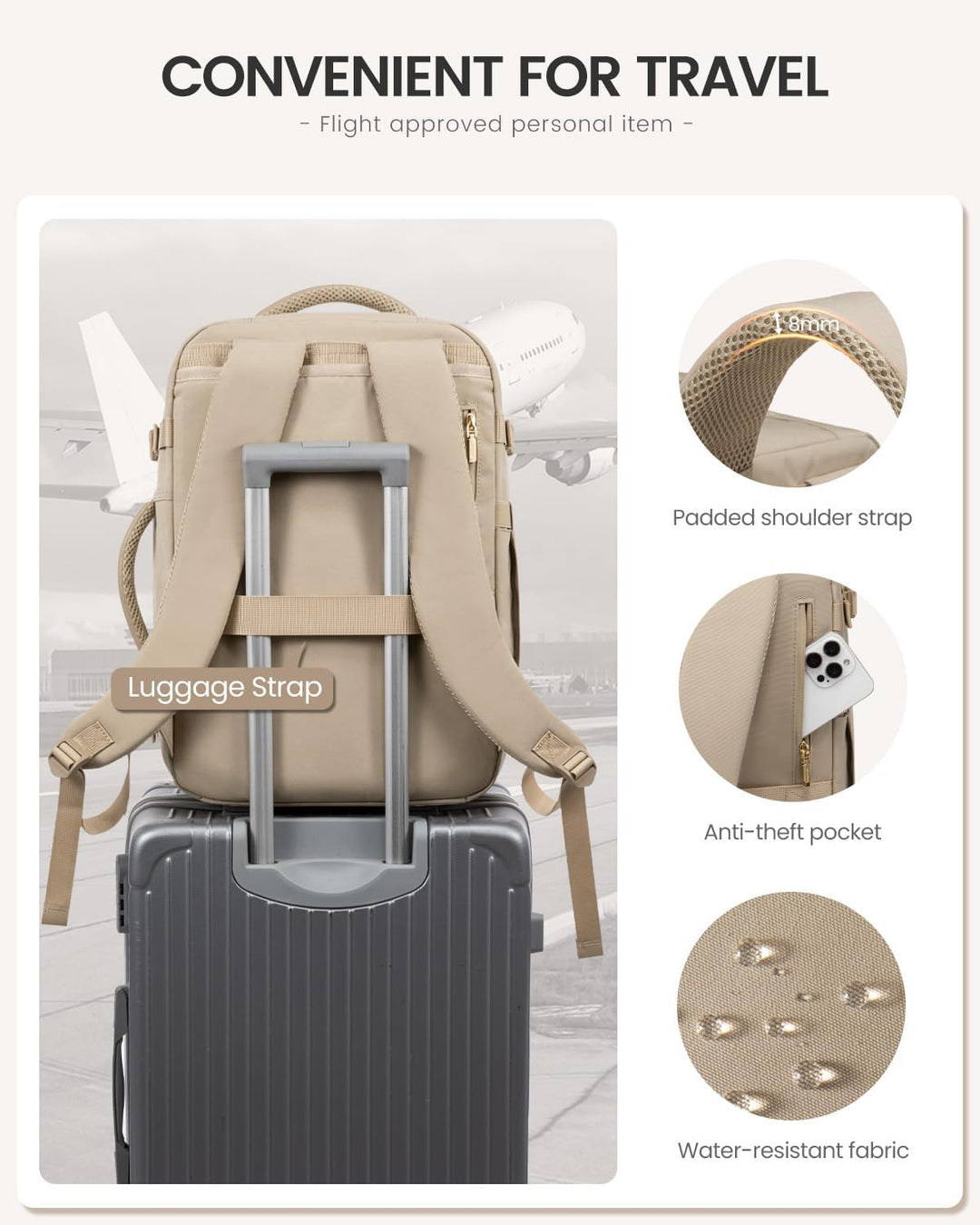 LOVEVOOK Mochila de viaje de 50L para mujeres y hombres, mochila gr...