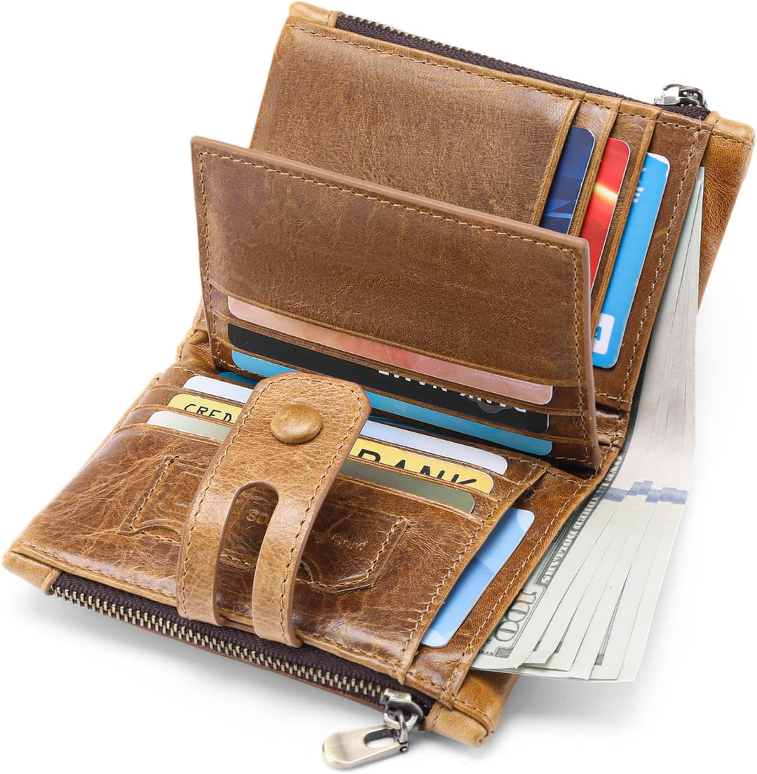 FALAN MULE Billetera para hombres de gran capacidad de cuero genuin...