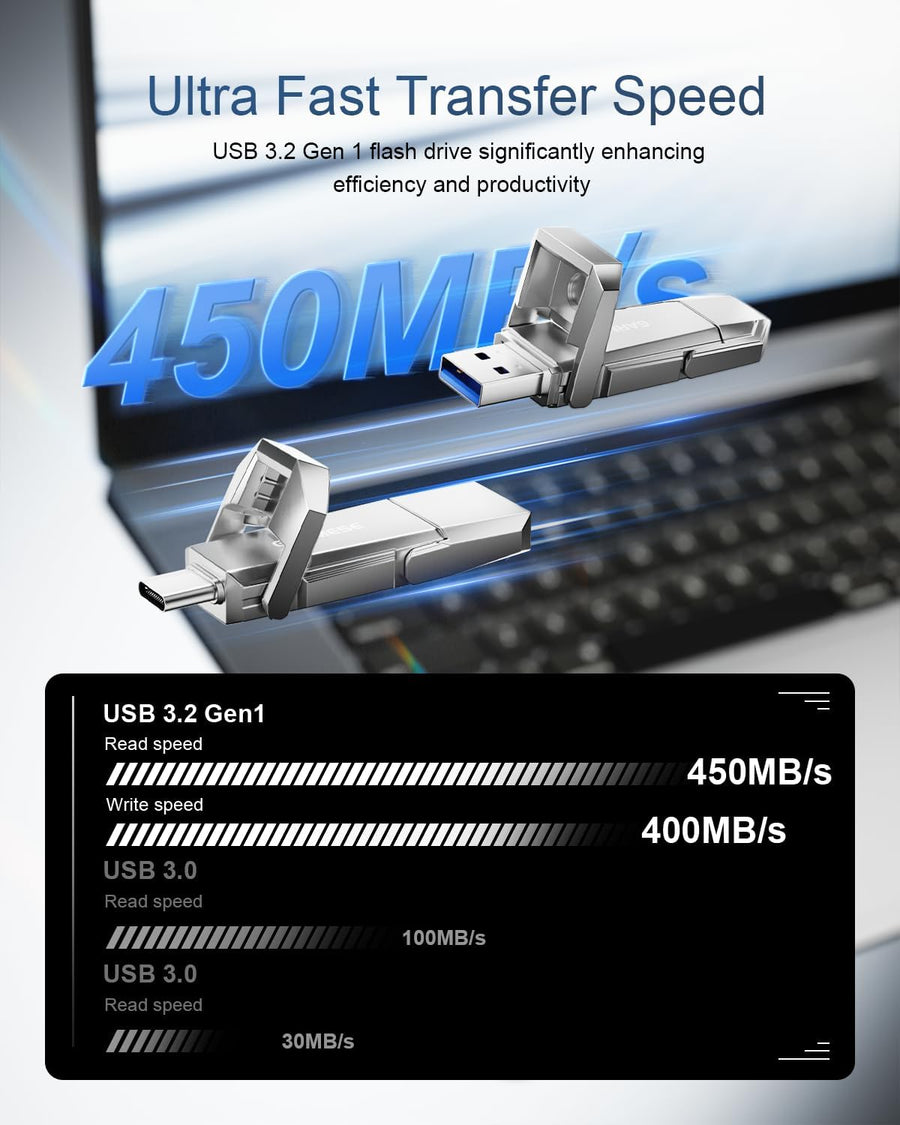 GARMESE 64GB Unidad Flash SSD-Grade USB C Hasta 450MB\/s USB 3.2 Un...