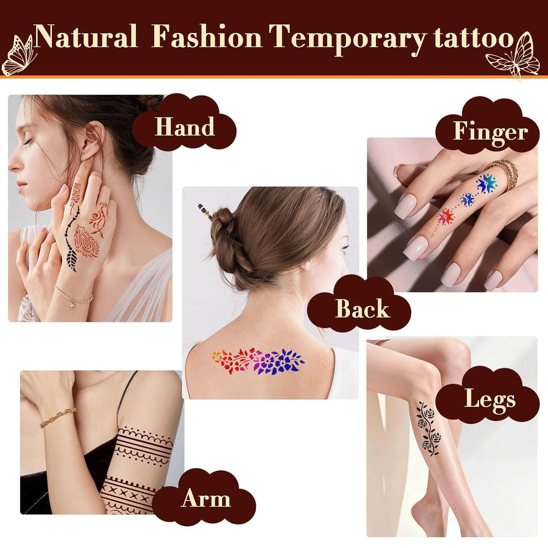 Kit de tatuaje temporal de arte corporal con 20 plantillas reutiliz...