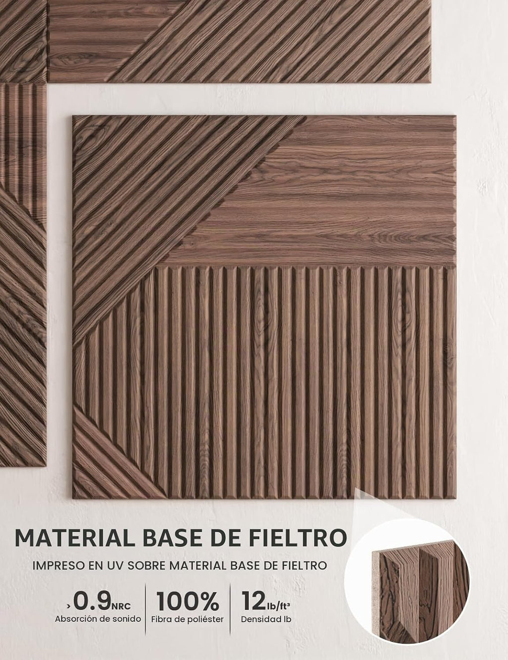 Paquete de 6 tablones de anuncios de fieltro, nogal diamante