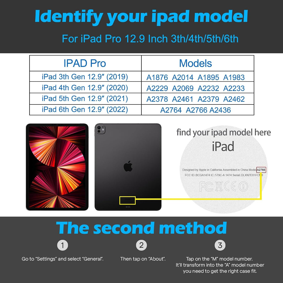 Funda de cuero para iPad Pro de 12.9 pulgadas 6ª/5ª/4ª/3ª
