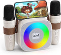 Máquina de karaoke para niños con 2 micrófonos inalámbricos, altavoz Bluetooth