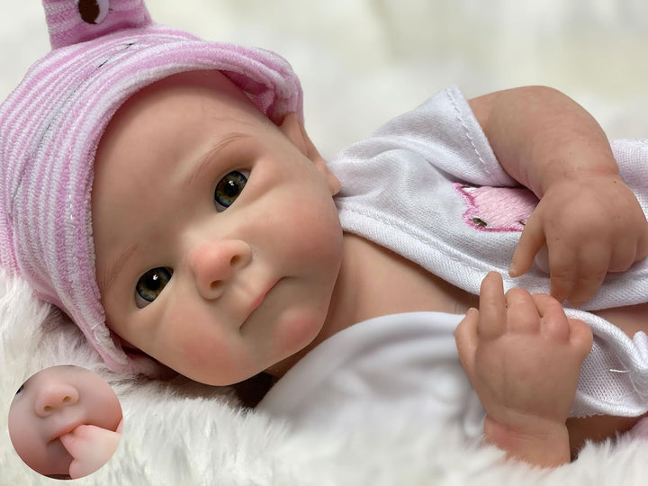 Gileutay Muñeca de silicona de cuerpo completo de 12 pulgadas, muñe...