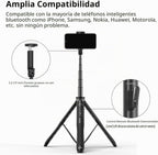ATUMTEK Trípode para selfie stick de 51 pulgadas, soporte extensible todo en uno con control remoto Bluetooth, rotación de 360° para iPhone y Android, grabación de video, vlogging, transmisión en vivo, color negro
