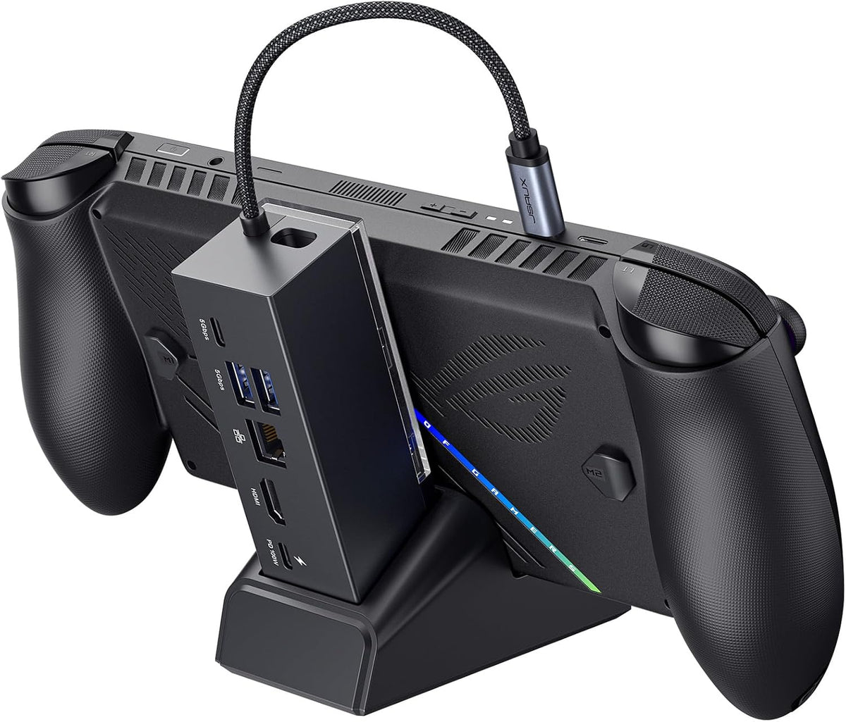JSAUX Estación de acoplamiento para ROG Xbox Ally X (2025)/ROG Ally X/ROG Ally/Steam Deck/Legion Go/Legion Go S, base 6 en 1 con HDMI 4K a 120Hz, Gigabit Ethernet, USB A y USB C 3.2 Gen 1, carga de