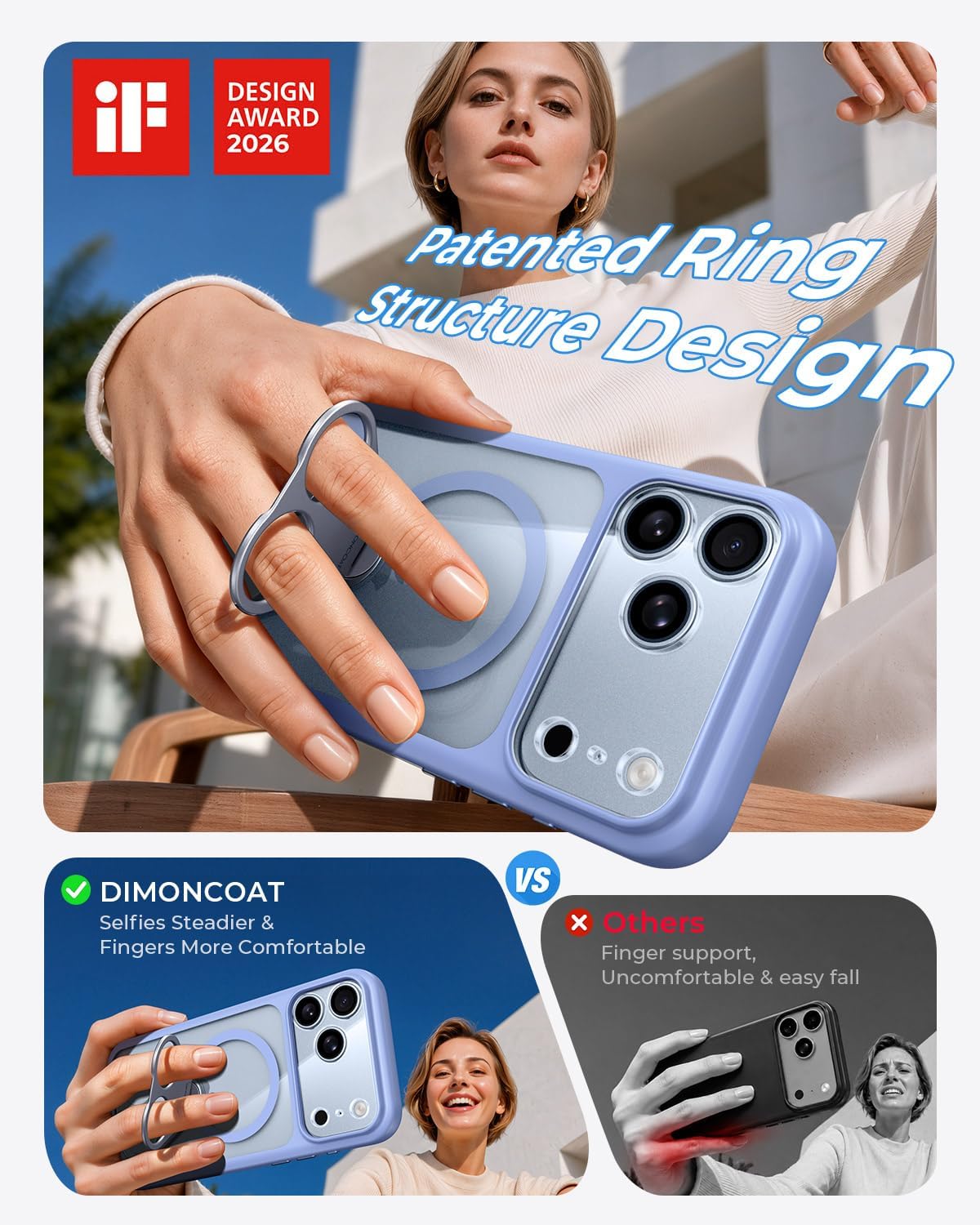 Funda magnética y de 360° sin costuras para iPhone 18 Pro Max, color azul