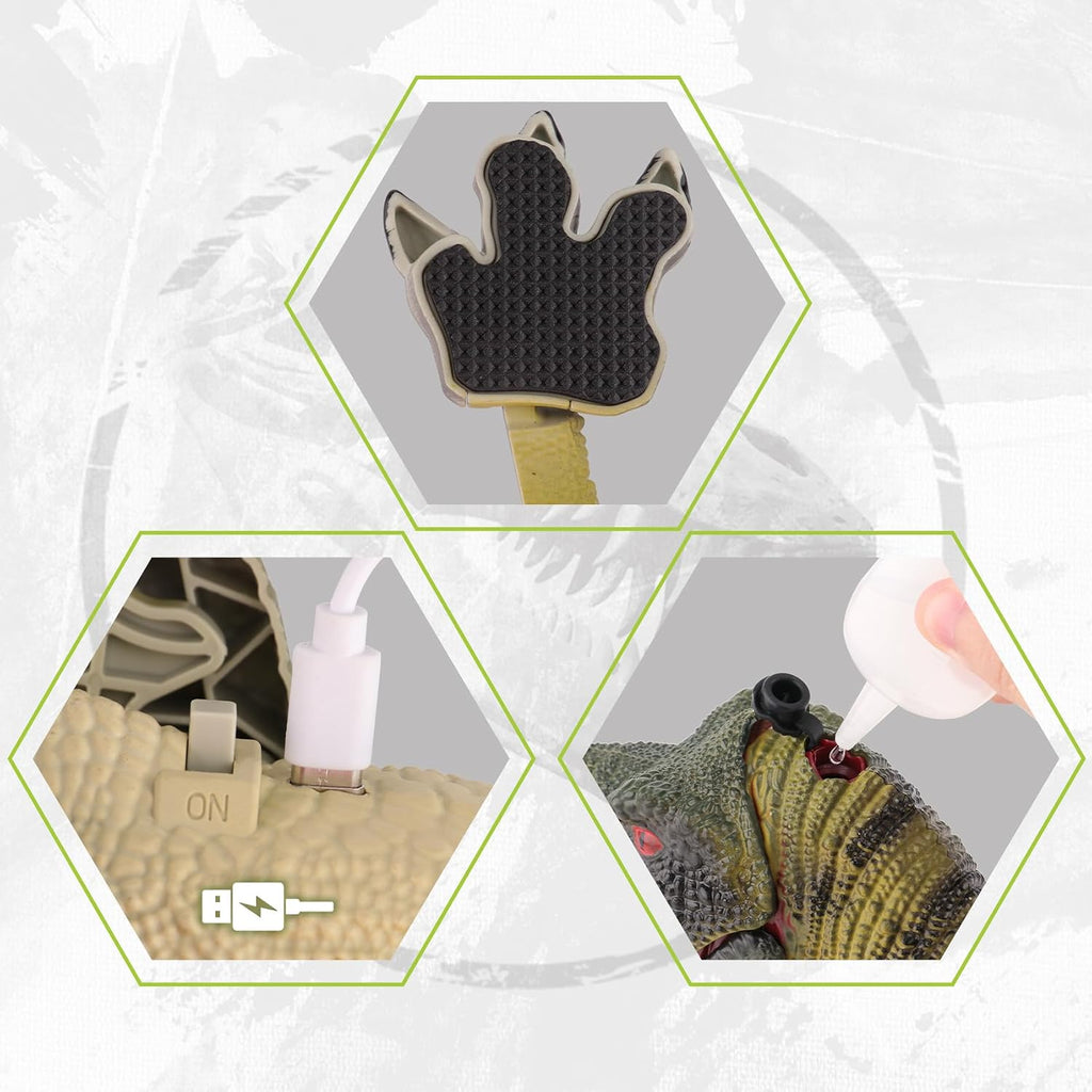 VERTOY Juguetes de dinosaurio a control remoto para niños de 3, 4, 7, 8 a 12 años, regalo realista de T-Rex para niños, dinosaurio a control remoto con luz, rugido, aerosol, detección táctil