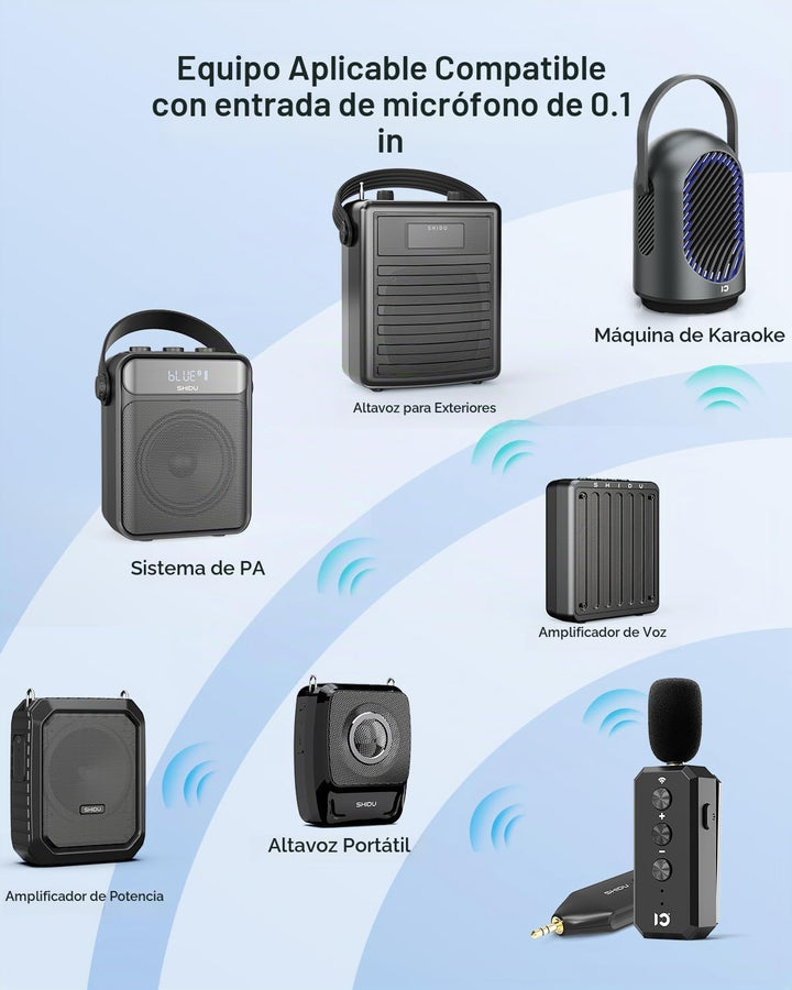 SHIDU Auriculares de micrófono inalámbrico 2.4G Sistema de micrófon...