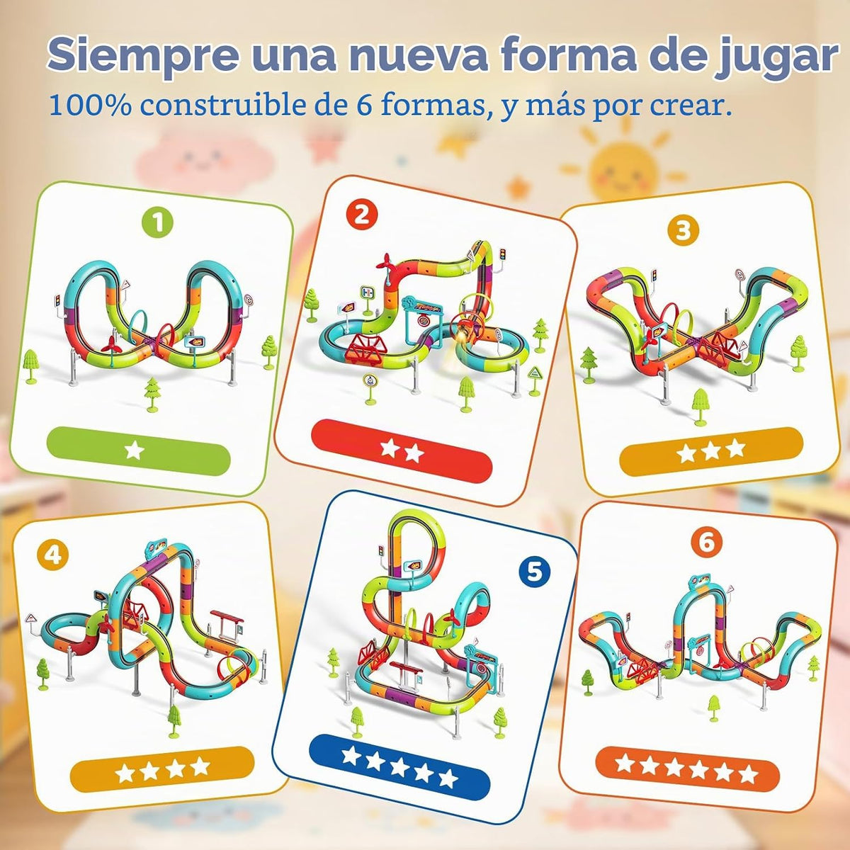 Juego de tren eléctrico de 121 piezas 3D Infinity Cube Race Track