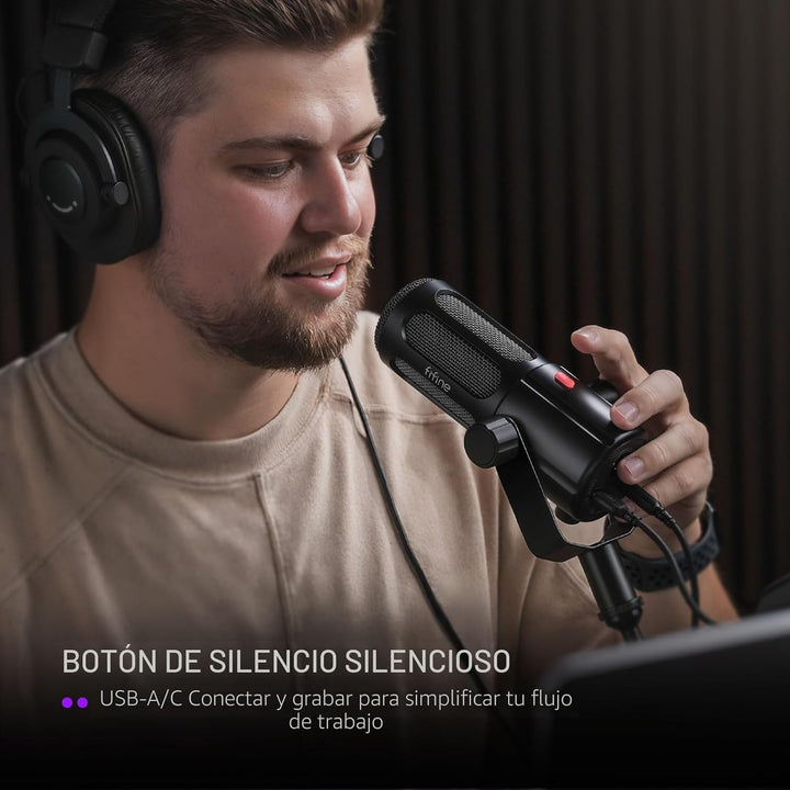 FIFINE Micrófono para podcast, micrófono dinámico vocal USB\/XLR pa...