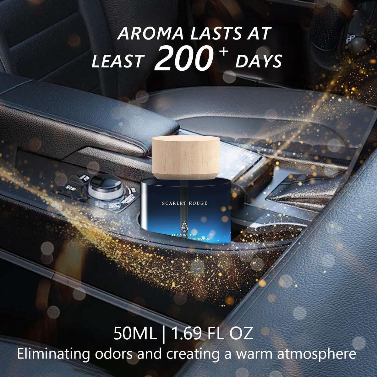 Ambientador de aire para automóvil de 1.7 fl oz (1.7 onzas líquidas) - Ambientador de aire para automóvil, difusor de aire de aceite de fragancia de ámbar azafrán para automóvil, fragancia de larga duración de más de 180 días, ambientador de aire para