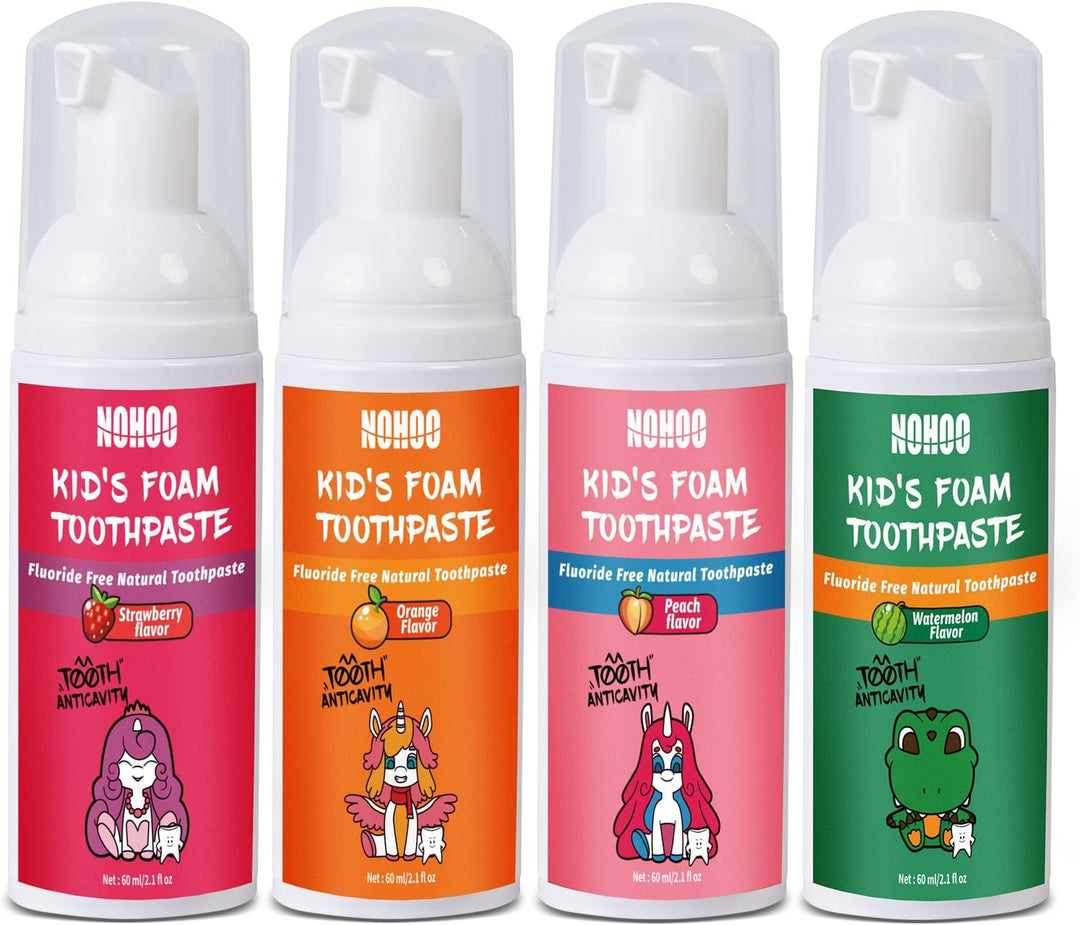 NOHOO Pasta de dientes de espuma sin flúor para niños, sabor a frut...