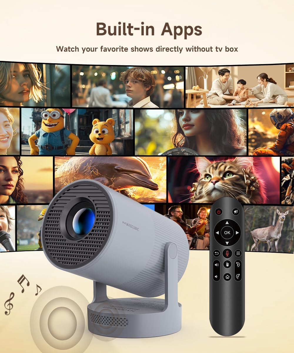 【Enfoque eléctrico】Mini proyector Magcubic compatible con 4K, proye...