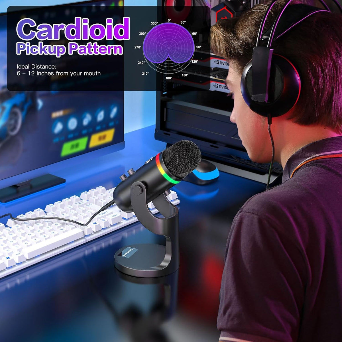 ZealSound Micrófono de podcast para PC, micrófono USB con cancelaci...