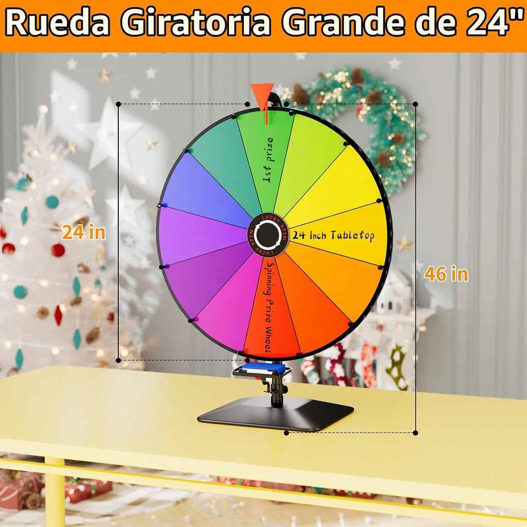 KOOV Rueda de premios de 24 pulgadas, rueda giratoria de mesa para premios