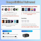 Estación de carga magnética para múltiples dispositivos Apple, cargador inalámbrico con reloj y luz, soporte de carga plegable con cable para iPad/Tab, cargador seguro para iPhone 17, para Apple Watch