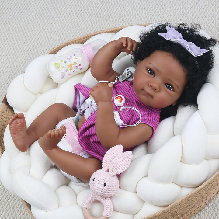 WOOROY Muñecas Reborn de bebé realistas - Muñeca de bebé negra de 2...