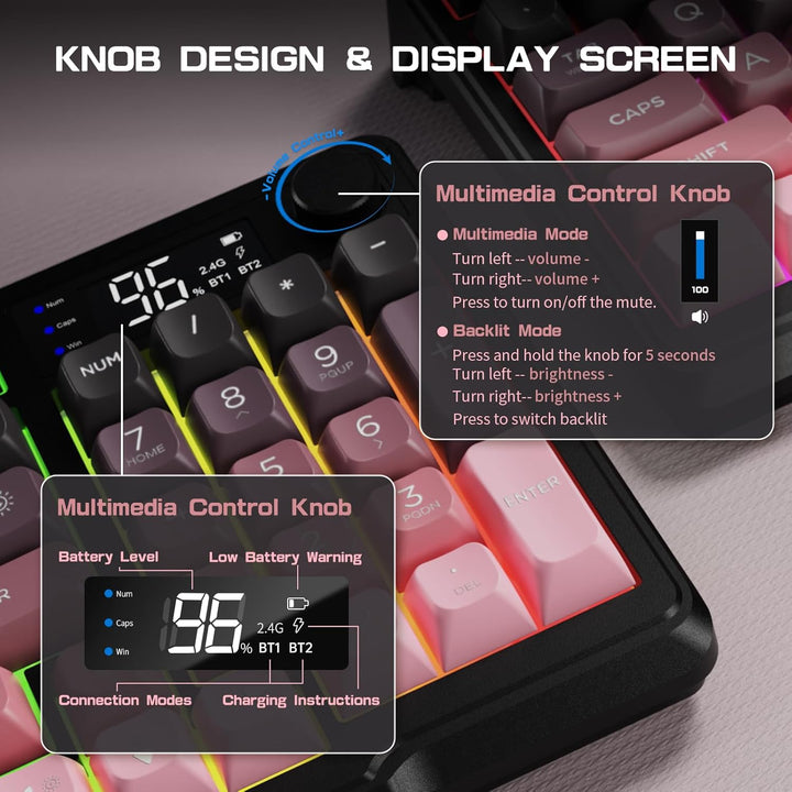LexonElec Teclado Inalámbrico M96, Teclado de Juegos de Membrana de...