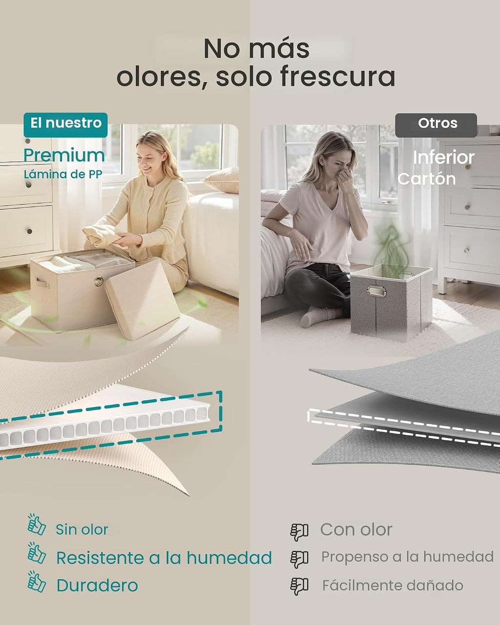SONGMICS Juego de 3 contenedores de almacenamiento con tapas, cajas de