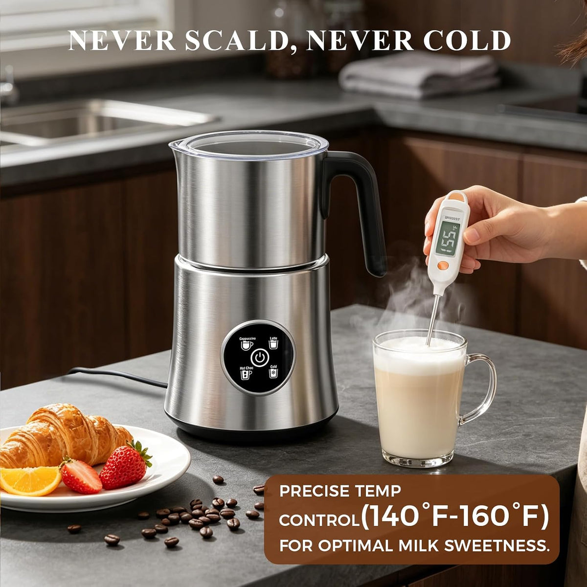 Espumador de leche eléctrico automático y vaporizador con espuma fría y