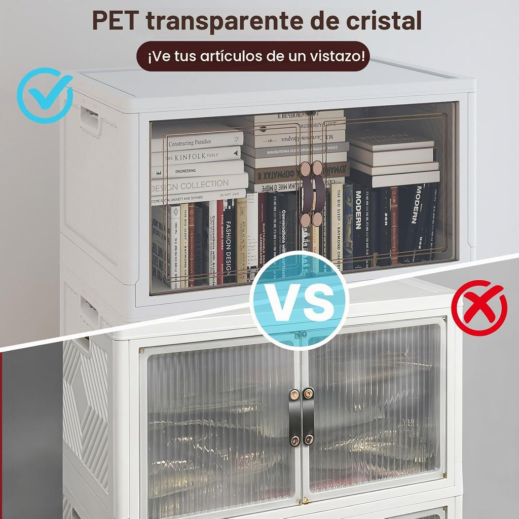Bandejas de almacenamiento apilables con tapa, 208 QT de plástico para gabinete con ruedas