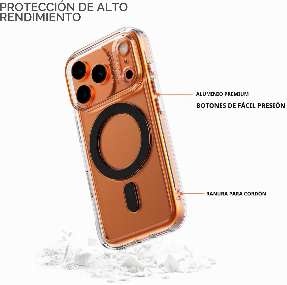 Rokform Funda delgada para iPhone 17 Pro Max + soporte de carga magnético