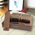 Juego de regalo de diario de cuero con marcador de cuero antiguo + bolígrafo, cuaderno de escritura hecho a mano de 7 x 5 pulgadas, bloc de notas diario encuadernado en cuero sin forro para hombres y