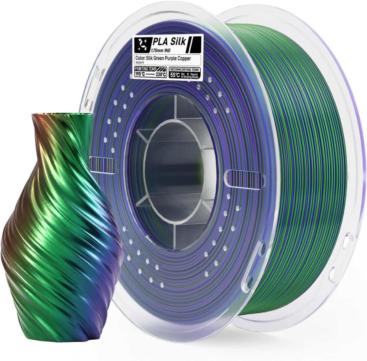 ELEGOO Filamento PLA seda colores triples verde púrpura cobre 0.07...