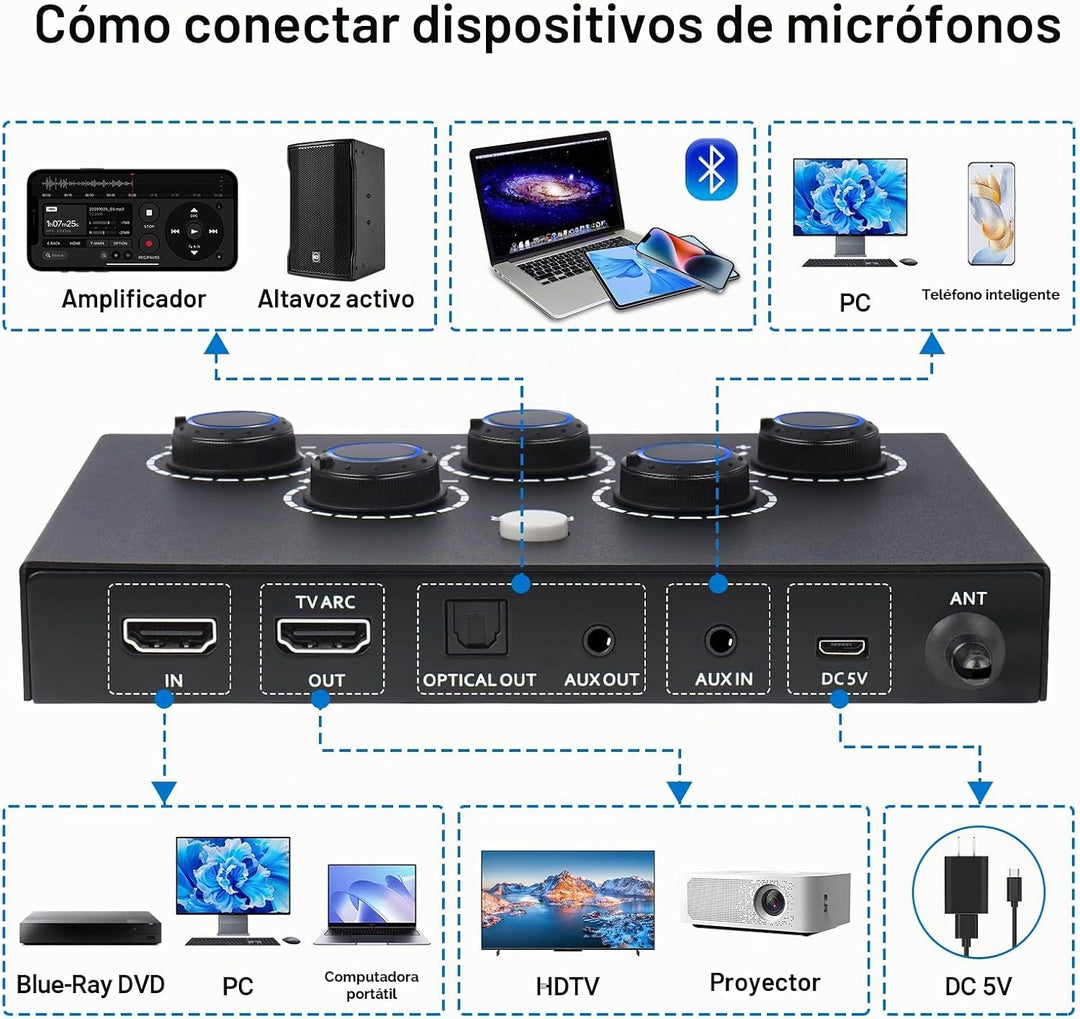 Sistema de Karaoke Inalámbrico, Micrófono de Karaoke Portátil con M...