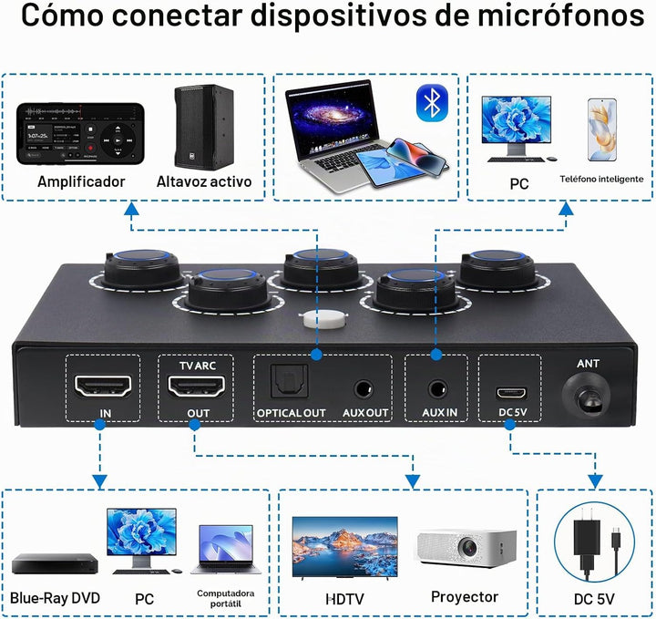 Sistema de Karaoke Inalámbrico, Micrófono de Karaoke Portátil con M...