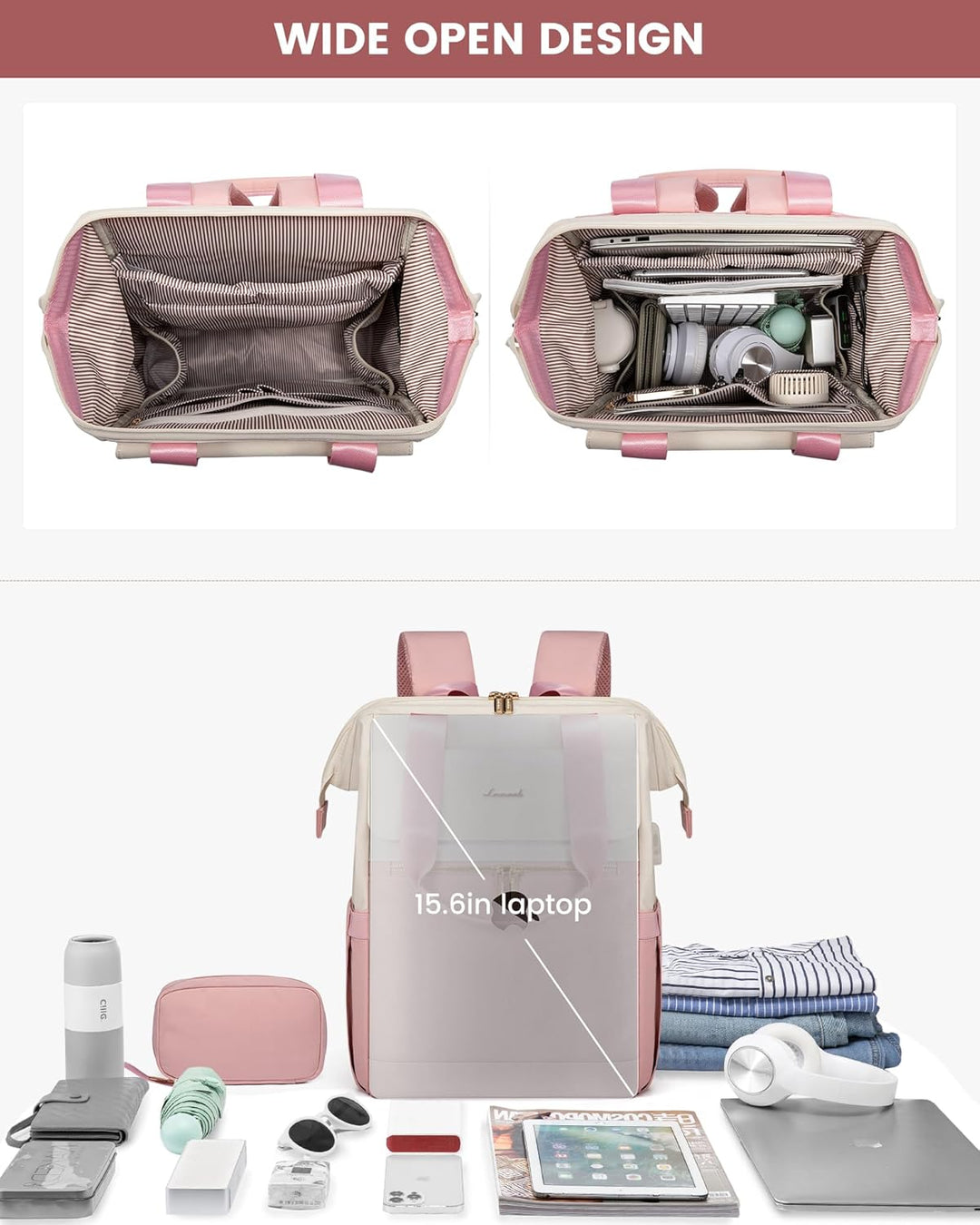 LOVEVOOK Mochila para laptop para mujeres, mochila de trabajo conve...