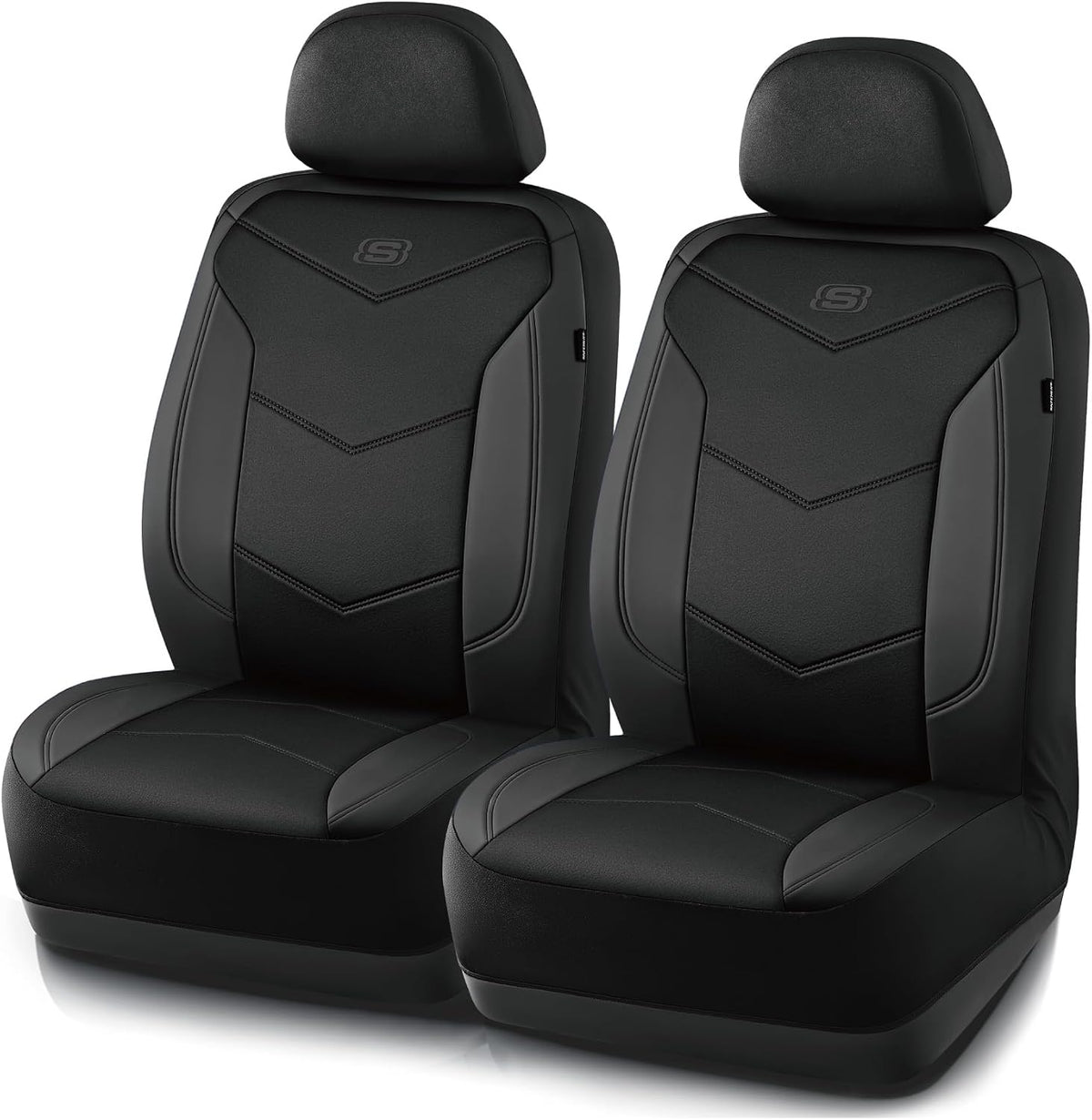 Skechers Fundas de Asiento de Espuma con Memoria, Fundas de Asiento de Automóvil de Cuero, Máxima Comodidad y Soporte Fundas de Asientos Delanteros Compatibles con Airbag, Ajuste Universal Automotriz