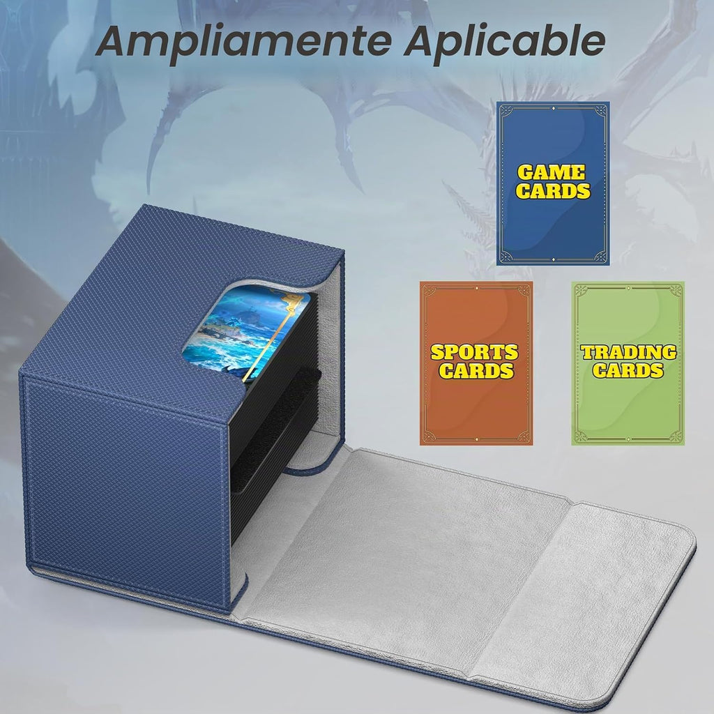 Mlikero Paquete de 4 cajas de cartas Commander con capacidad para más de 400 tarjetas de doble manga con 4 divisores, caja de tarjetas de cuero con cierre magnético para MTG, TCG (4 colores)