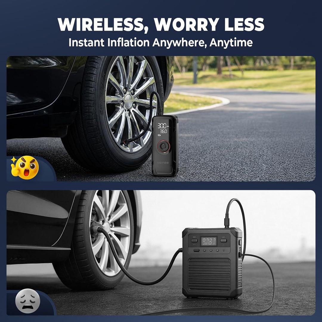 Vernee VP10PRO - Inflador de neumáticos, compresor de aire portátil...