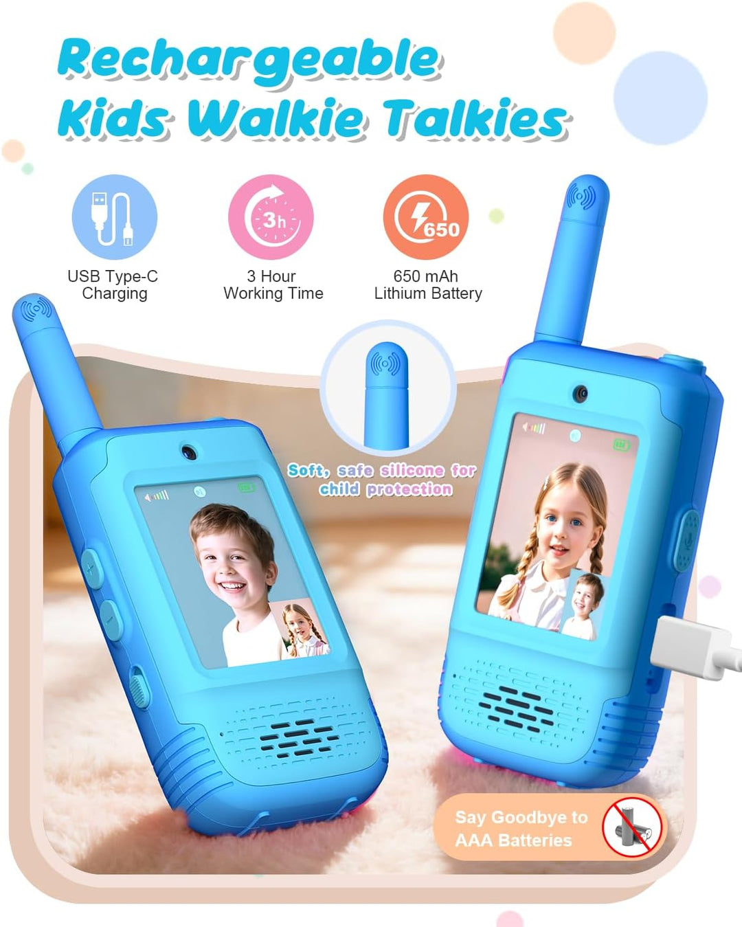Walkie Talkies de video para niños, regalos de cumpleaños de Navida...