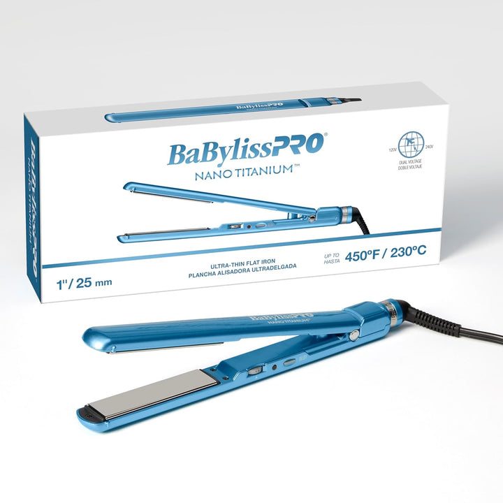 BaBylissPRO 1" Ultra Thin Flat Iron, Hair Straightener, Shorter...