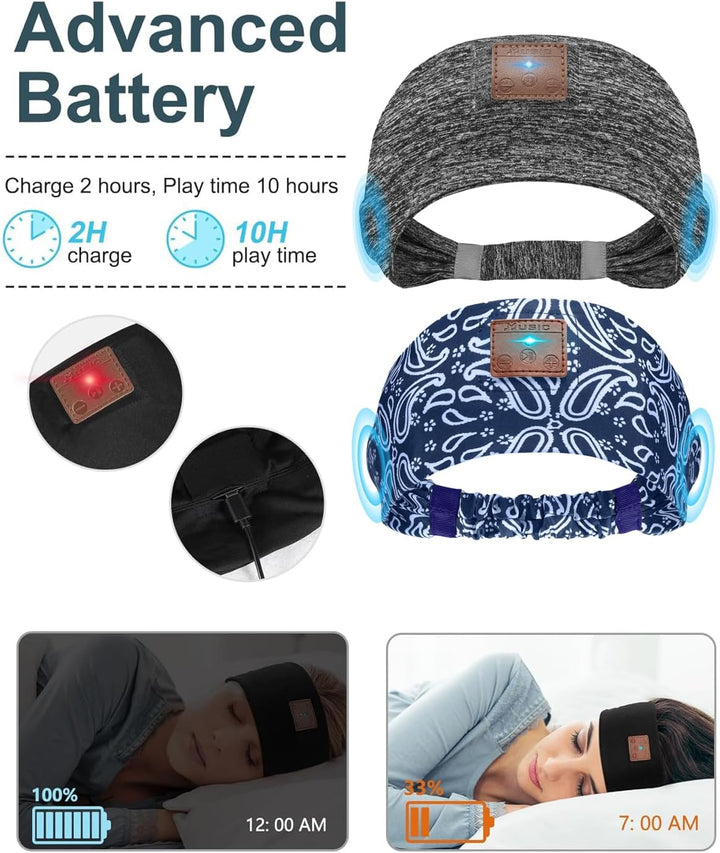 Mixiba Paquete de 2 Auriculares para Dormir, Diadema con Altavoz Es...