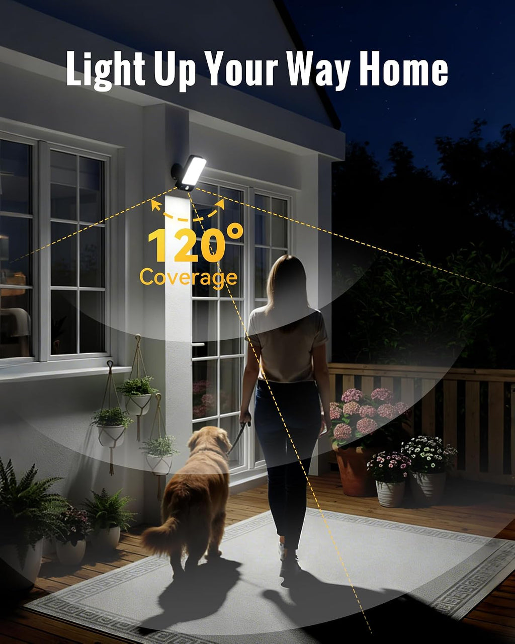 Luz exterior con sensor de movimiento de batería recargable